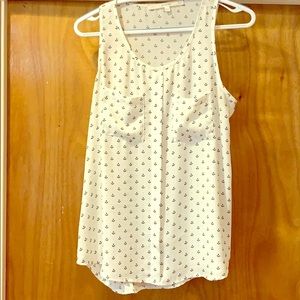 Anchor patterned white tank top - M